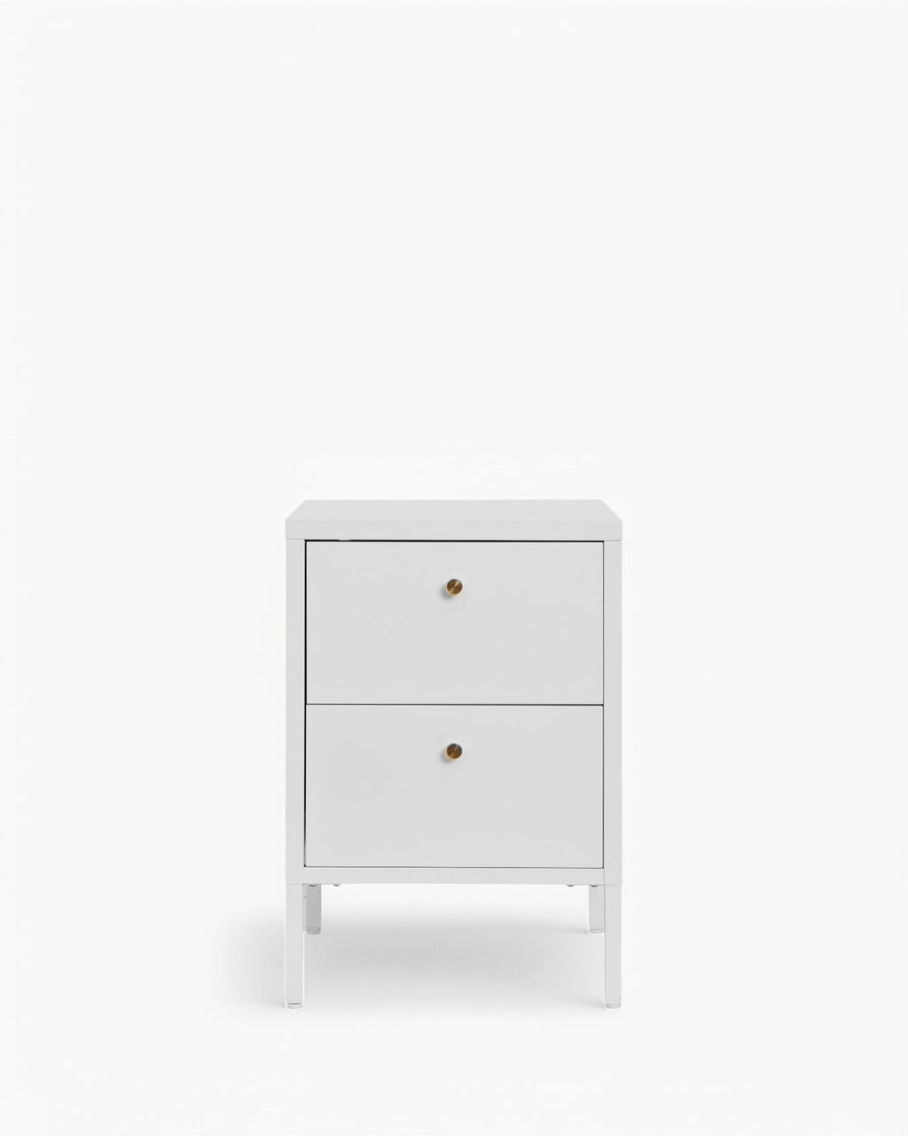 MEELANO Kompakt Hvid Stål Kommode med 2 Skuffer – 40x40x60 cm