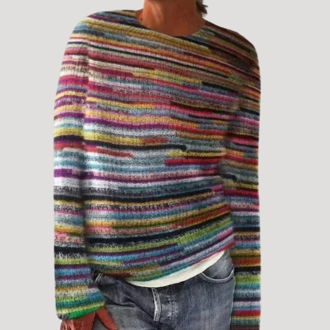 MEELANO Kvinders Farverige Mønstrede Striktrøje Med Fair Isle-Motiver Og Blødt Garn Stribet
