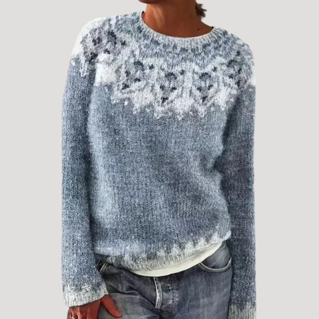 MEELANO Kvinders Farverige Mønstrede Striktrøje Med Fair Isle-Motiver Og Blødt Garn Lyseblå
