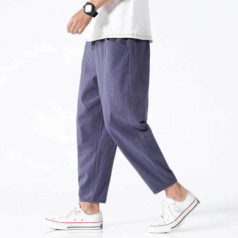 MEELANO Kyoto Linen Cropped Pants – Sommerens Must-Have i Hørblanding Indigo