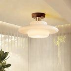 MEELANO Loftlampe i Træ og Glas – Skandinavisk Loftslampe med E27 og LED-pære, til Entré, Køkken & Spisestue, 3 Størrelser