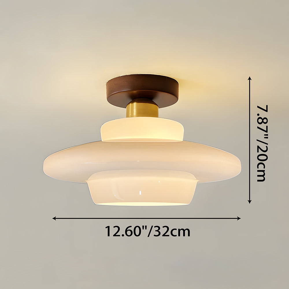 MEELANO Loftlampe i Træ og Glas – Skandinavisk Loftslampe med E27 og LED-pære, til Entré, Køkken & Spisestue, 3 Størrelser