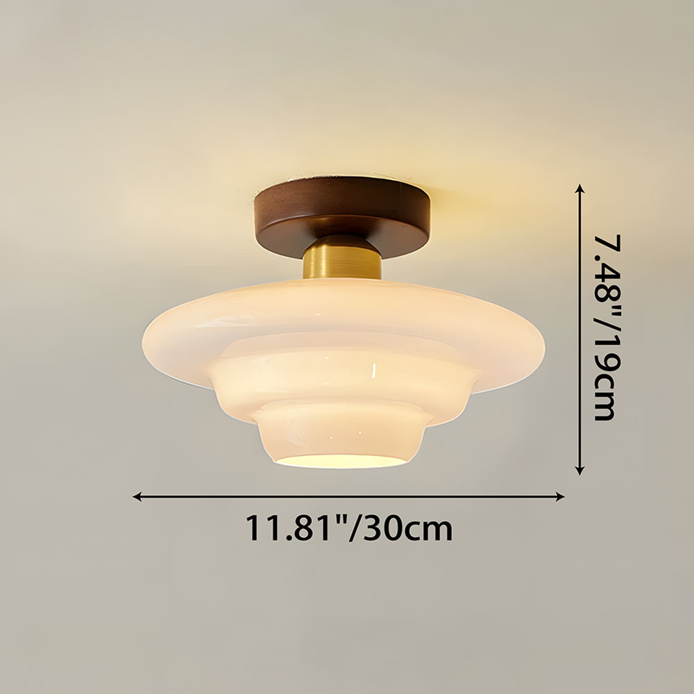 MEELANO Loftlampe i Træ og Glas – Skandinavisk Loftslampe med E27 og LED-pære, til Entré, Køkken & Spisestue, 3 Størrelser