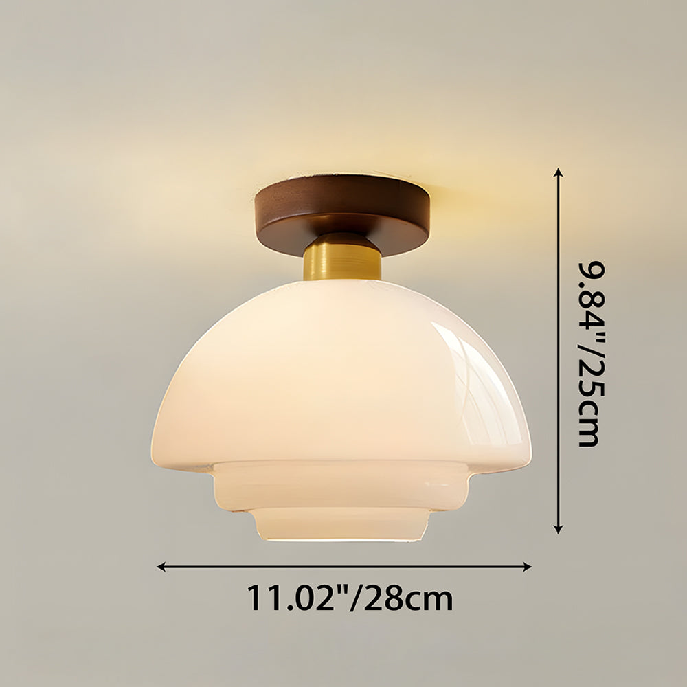 MEELANO Loftlampe i Træ og Glas – Skandinavisk Loftslampe med E27 og LED-pære, til Entré, Køkken & Spisestue, 3 Størrelser