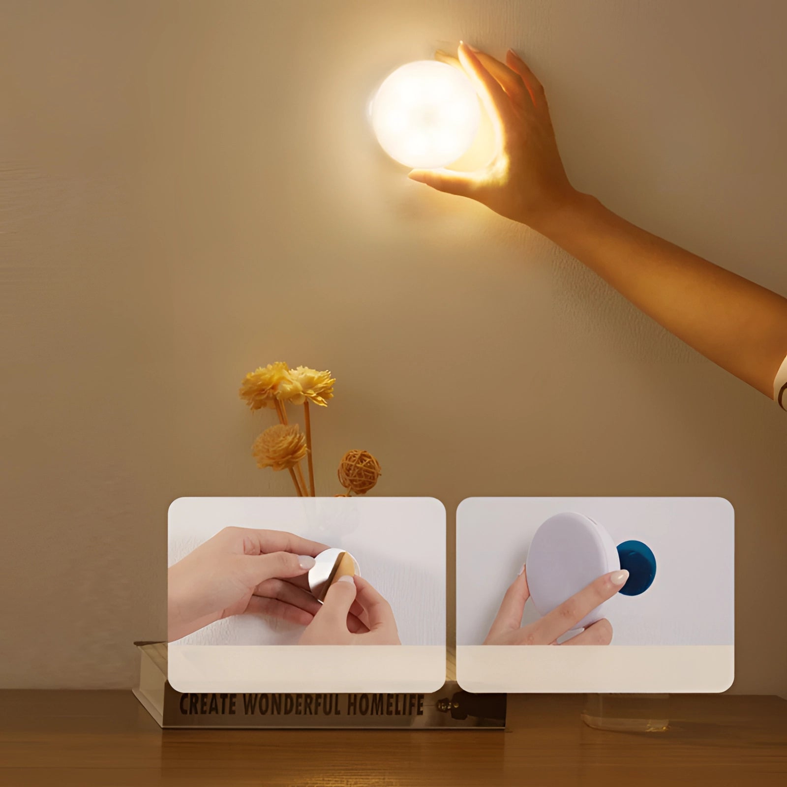 MEELANO LED-bevægelsessensorlampe – Trådløs, Genopladelig & Energieffektiv