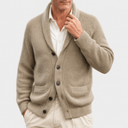 MEELANO Hjalmar | Herre Cardigan med Knapper - Klassisk Strikjakke & V-Hals Knapcardigan Khaki