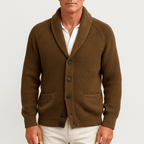 MEELANO Hjalmar | Herre Cardigan med Knapper - Klassisk Strikjakke & V-Hals Knapcardigan Brun