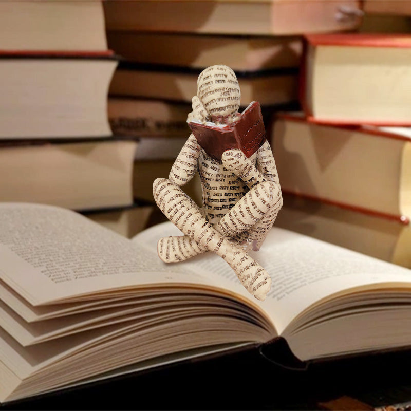 MEELANO Læsende kvinde tænker statue bogreol dekoration