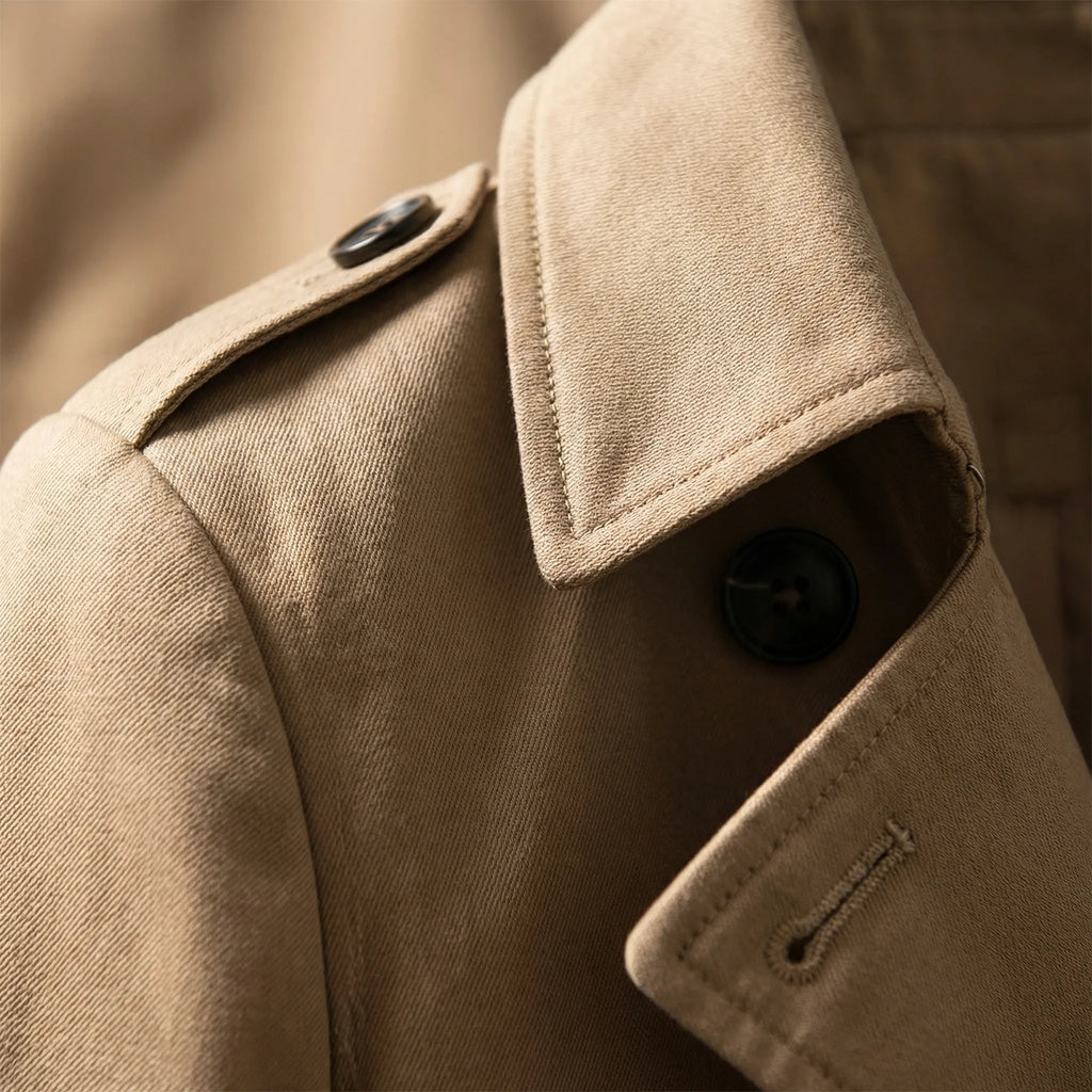 MEELANO Lang Taljeret Trenchcoat til Damer – Quiltet Foret Frakke med Bælte & Dobbeltradet Look, S-3XL – Zahara
