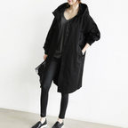 MEELANO Lang Trenchcoat til Damer med Hætte – Vind- og Vandafvisende Damejakke, Justerbar Talje, S-5XL, 9 Farver – Amore Sort