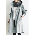 MEELANO Lang Trenchcoat til Damer med Hætte – Vind- og Vandafvisende Damejakke, Justerbar Talje, S-5XL, 9 Farver – Amore Lysegrå