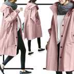 MEELANO Lang Trenchcoat til Damer med Hætte – Vind- og Vandafvisende Damejakke, Justerbar Talje, S-5XL, 9 Farver – Amore Lyserød