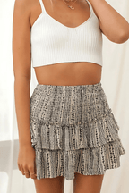 MEELANO Bersh | Dame Lagdelt Mini-nederdel – Feminint Etage-look & Letvægtsdesign