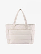 MEELANO Rogue | Dame Tote-taske – Quiltet Paneldesign, Praktiske Sidelommer & Polstret Luksus creme