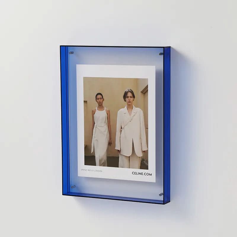 MEELANO Livlig Akryl Fotoramme Med Transparente Farvede Kanter Blå