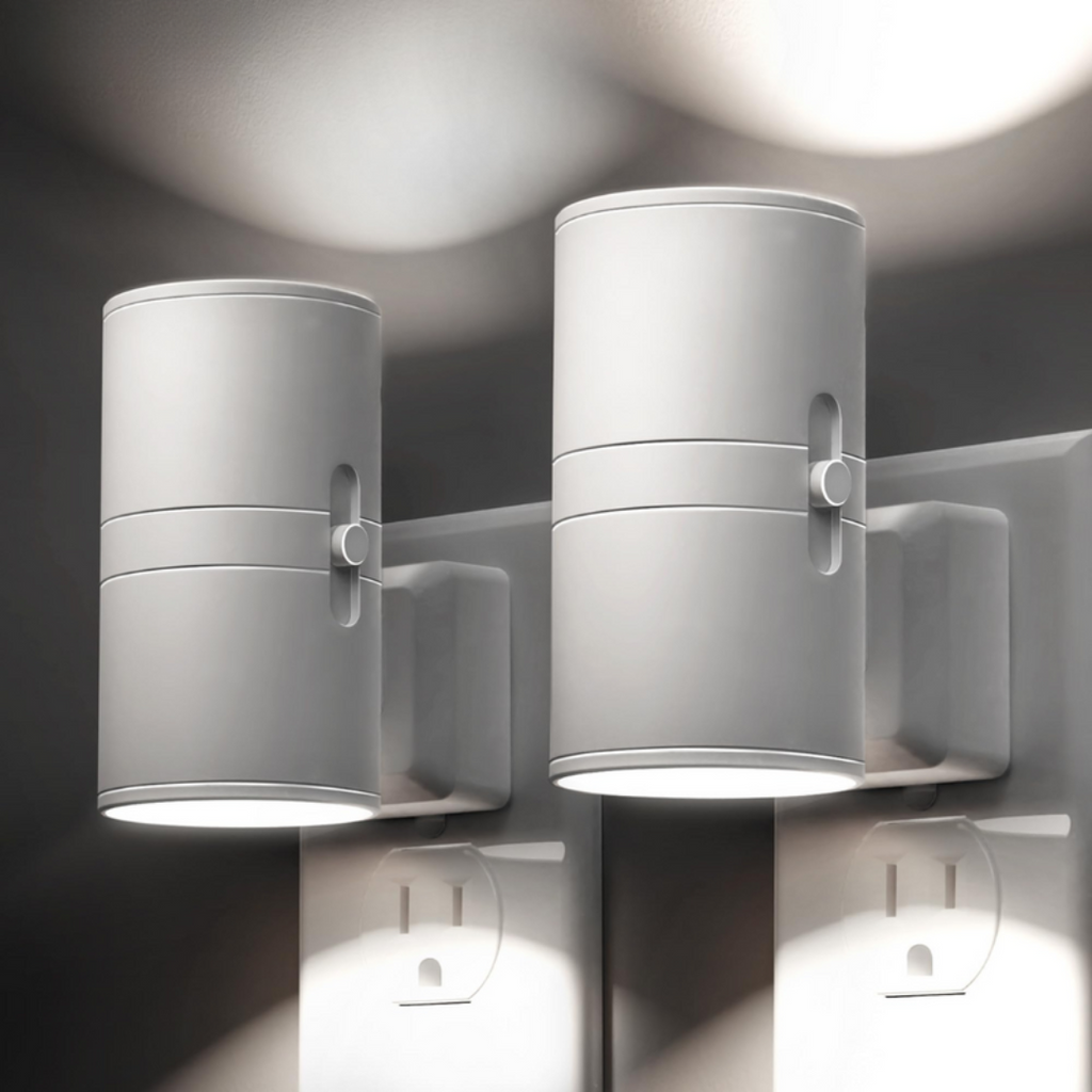 MEELANO Smart LED Natlampe med Dag-Nat Sensor og Trinløs Dæmpning – Plug & Play Løsning til Hjemmet Hvid