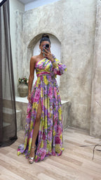 MEELANO One-shoulder Kjole til Kvinder – Blomstermønster & Festlig Elegance