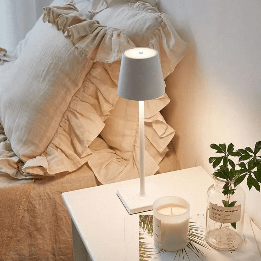 MEELANO Luksus Trådløs Bordlampe Med USB Batteri Op Til 20 Timer Grå