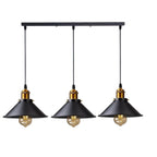 MEELANO Industriel Pendellampe Sort Skærm Med Messingbeslag Til Caféer 3 stk. lange