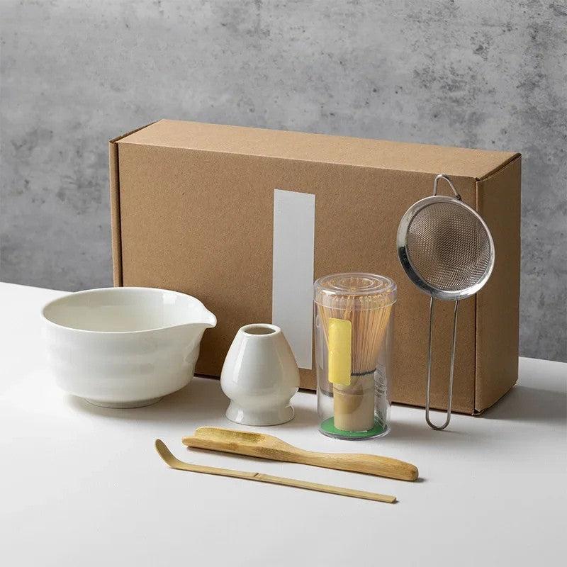 MEELANO Matcha Tesæt Autentisk Japansk Tilberedning Med 6 Dele Hvid