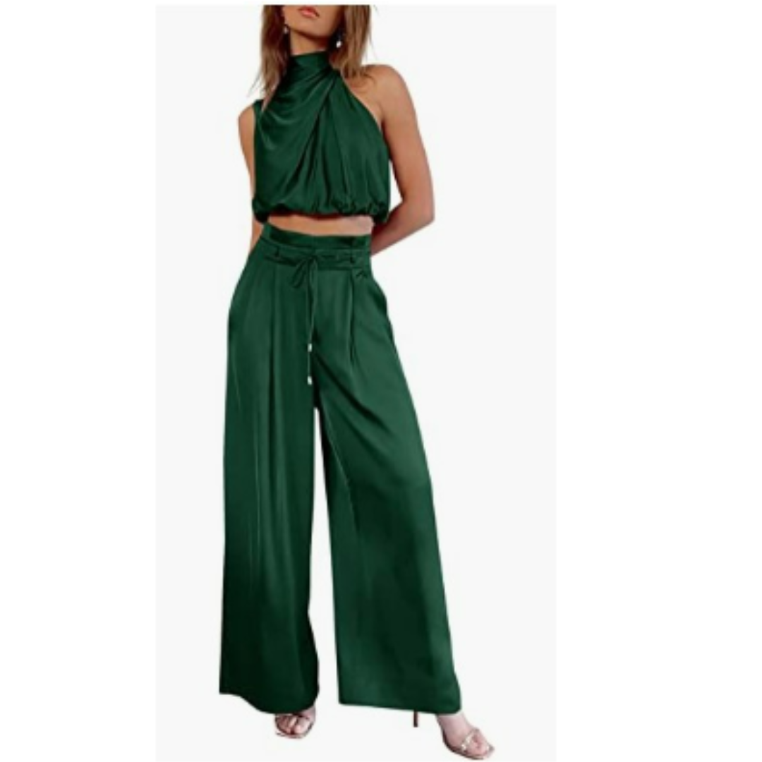 MEELANO Isana | Sommerjumpsuit – Luvtgivende vævning, Harmonisk pasform & Solskinsglans grøn