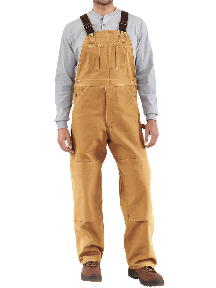 MEELANO Herre Duck Bib Overall Canvas Arbejdstøj Dungarees Kamel