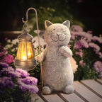 MEELANO MeowLight – Solcelledrevet Katteinspireret Have Lanterne med Varmt Lys og Vejrbestandigt Design