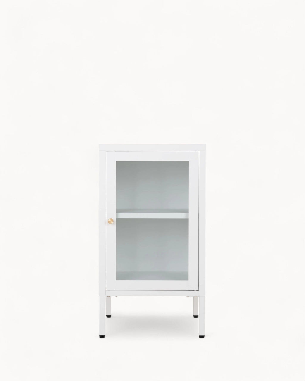 MEELANO Metal Skab med Glasdør – Hvidlakeret Stål 38x35x70 cm