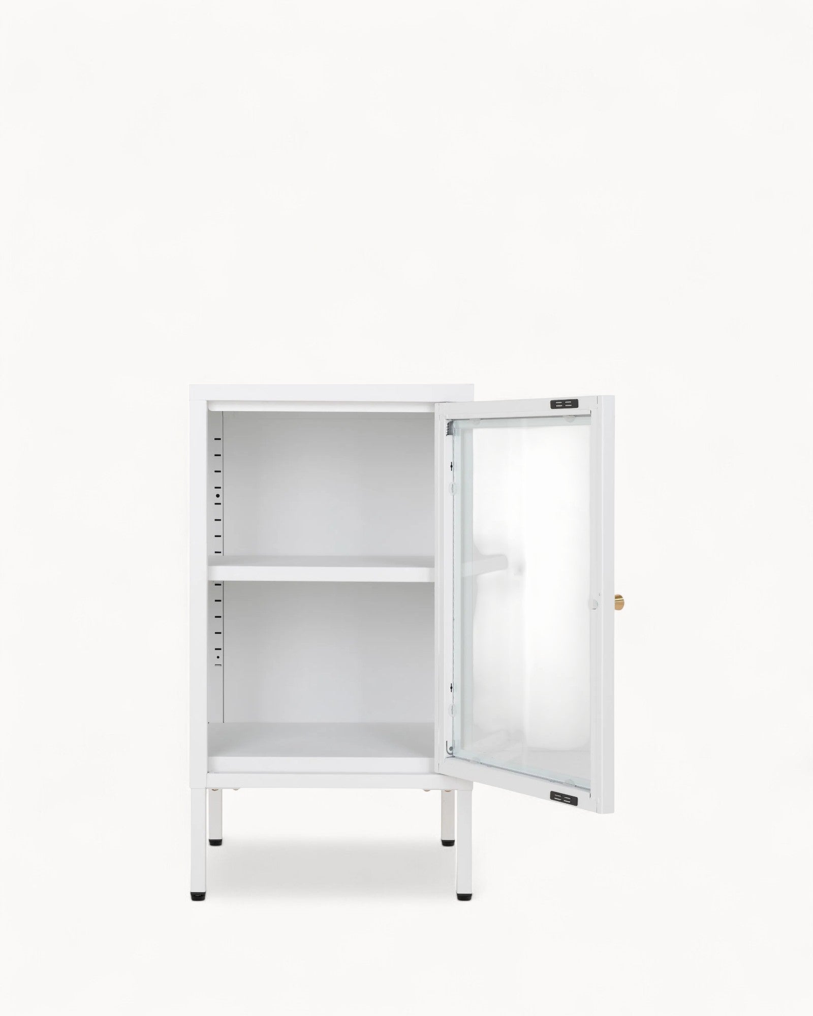 MEELANO Metal Skab med Glasdør – Hvidlakeret Stål 38x35x70 cm