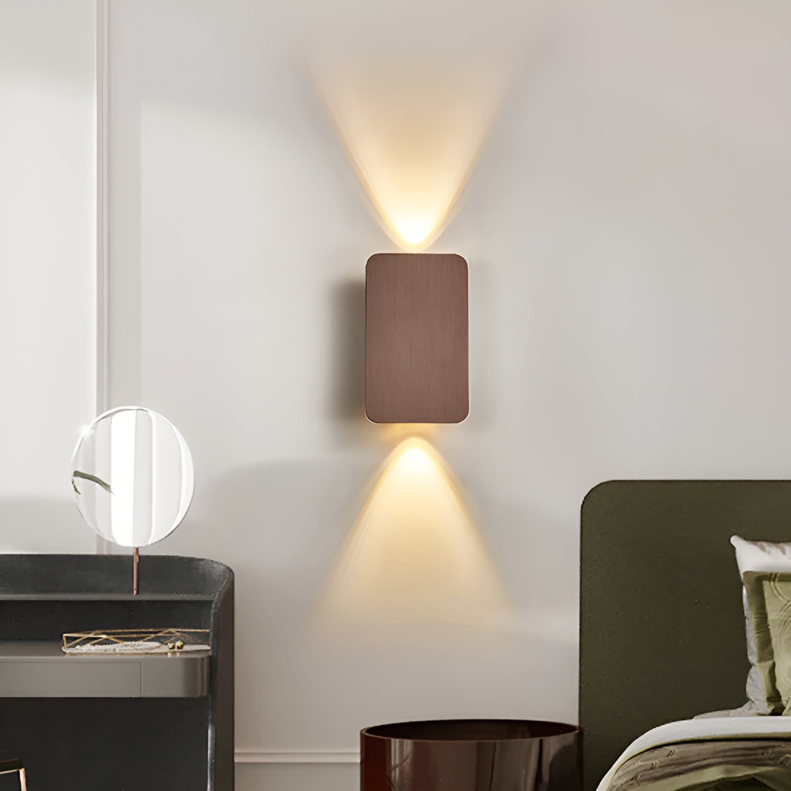 MEELANO Minimalistisk LED Væglampe i Rektangulær Form - Sort, Grå, Guld, Brun