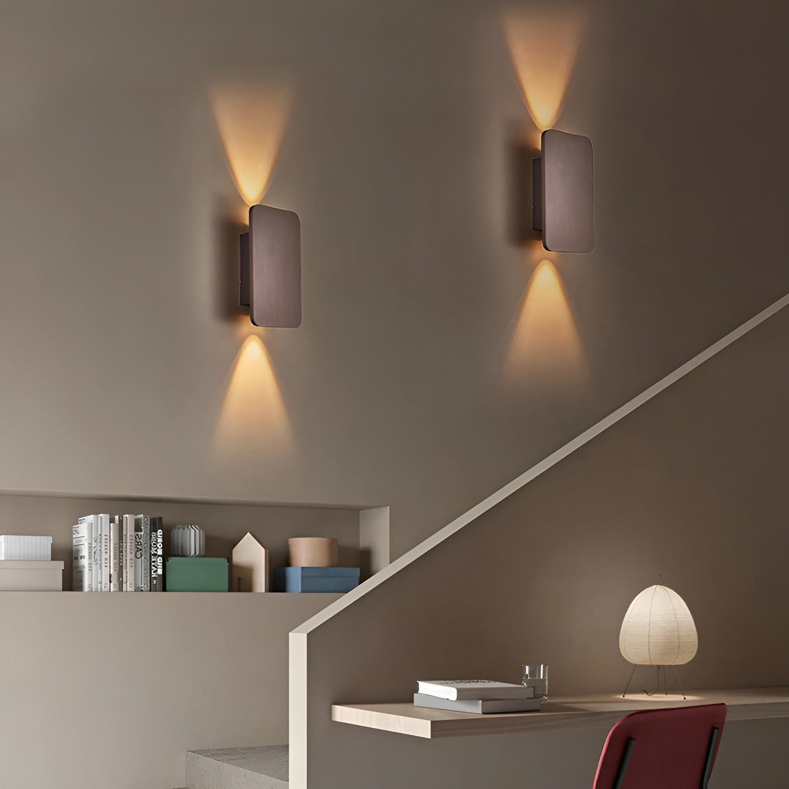 MEELANO Minimalistisk LED Væglampe i Rektangulær Form - Sort, Grå, Guld, Brun