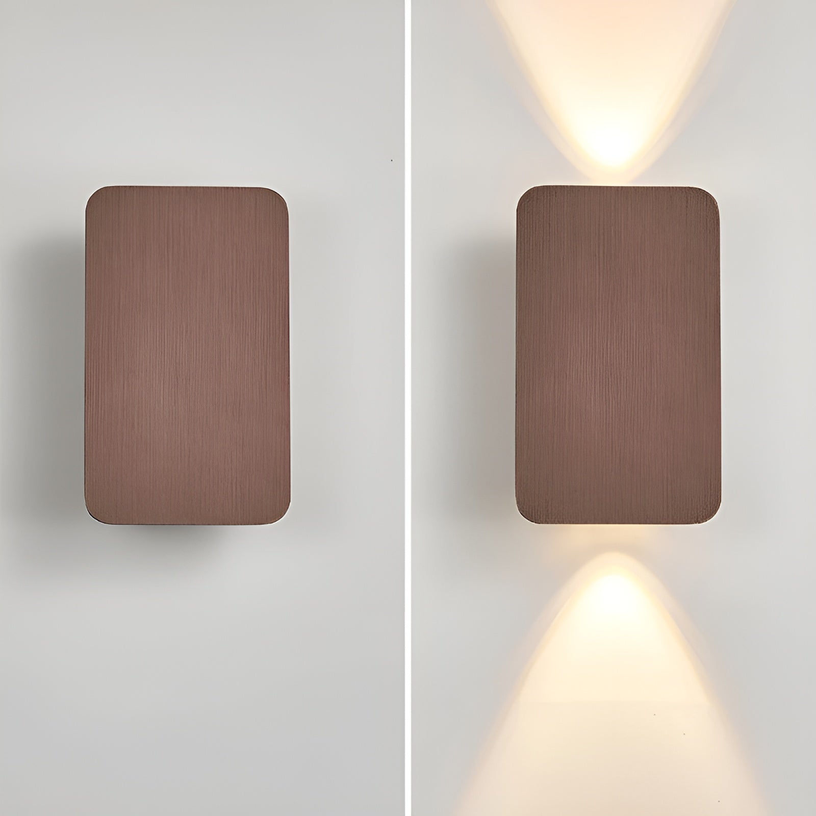 MEELANO Minimalistisk LED Væglampe i Rektangulær Form - Sort, Grå, Guld, Brun