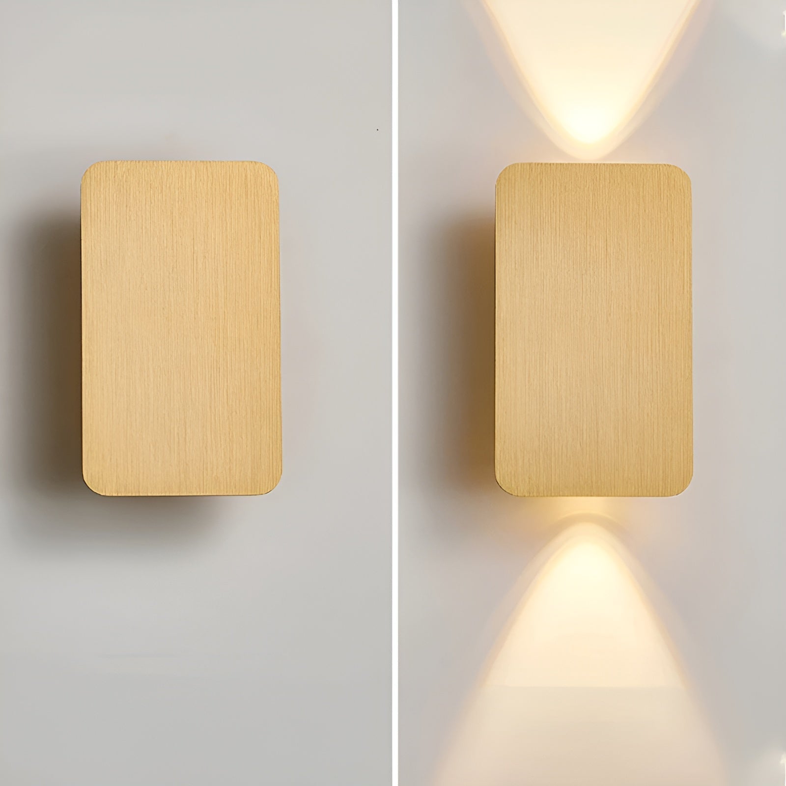 MEELANO Minimalistisk LED Væglampe i Rektangulær Form - Sort, Grå, Guld, Brun