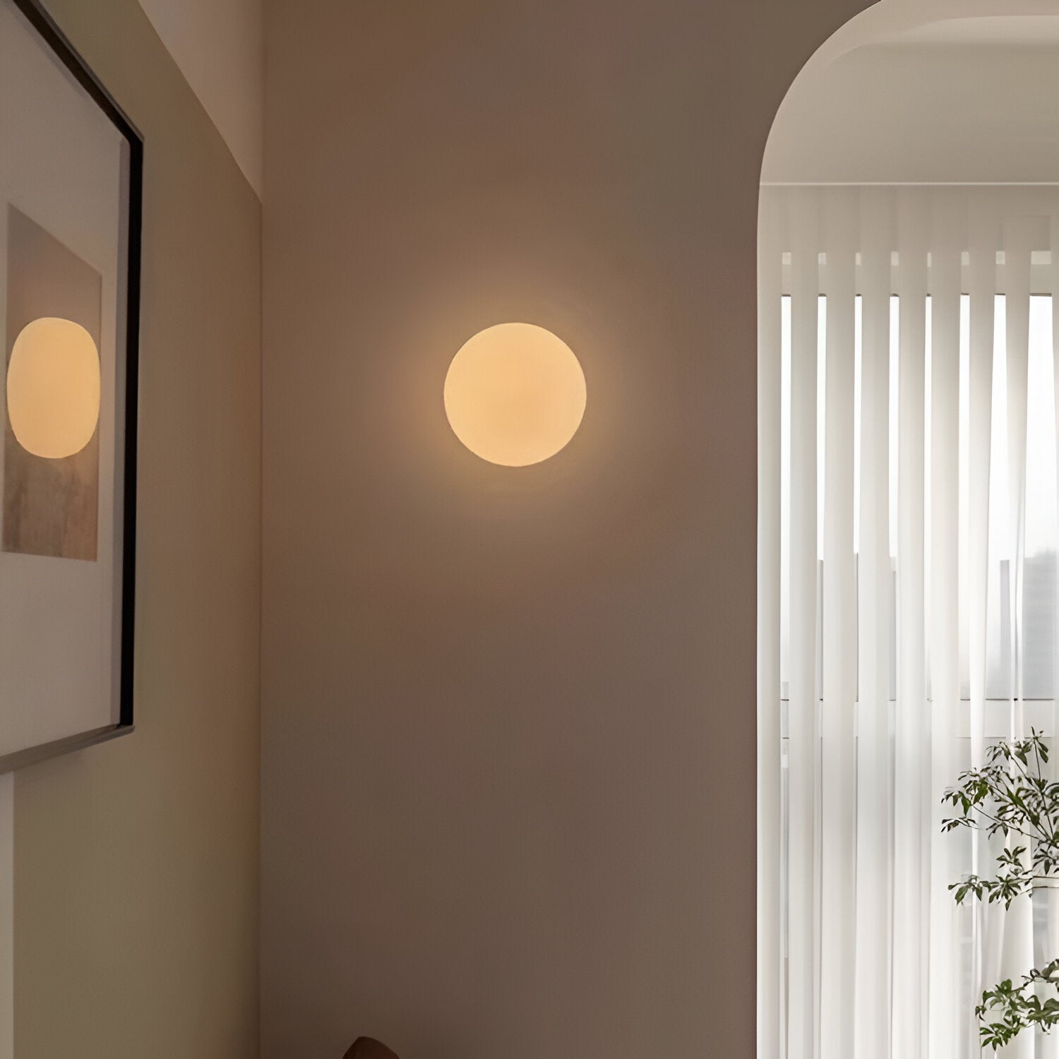 MEELANO Minimalistisk Ronde Væglampe i Glas med LED Belysning - 12-20cm