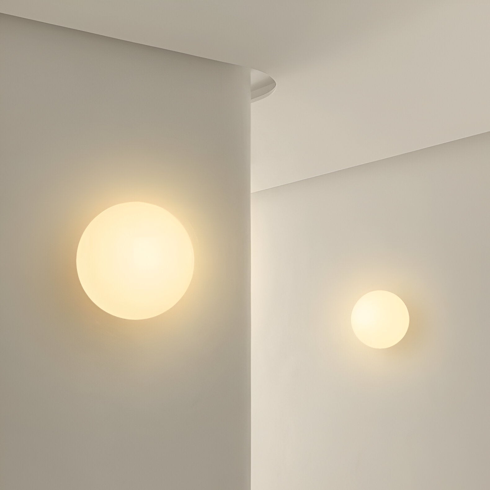 MEELANO Minimalistisk Ronde Væglampe i Glas med LED Belysning - 12-20cm