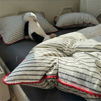 MEELANO Minimalistisk Sengetøjssæt i 100% Polyester – Blødt og Åndbart C Fladt lagen