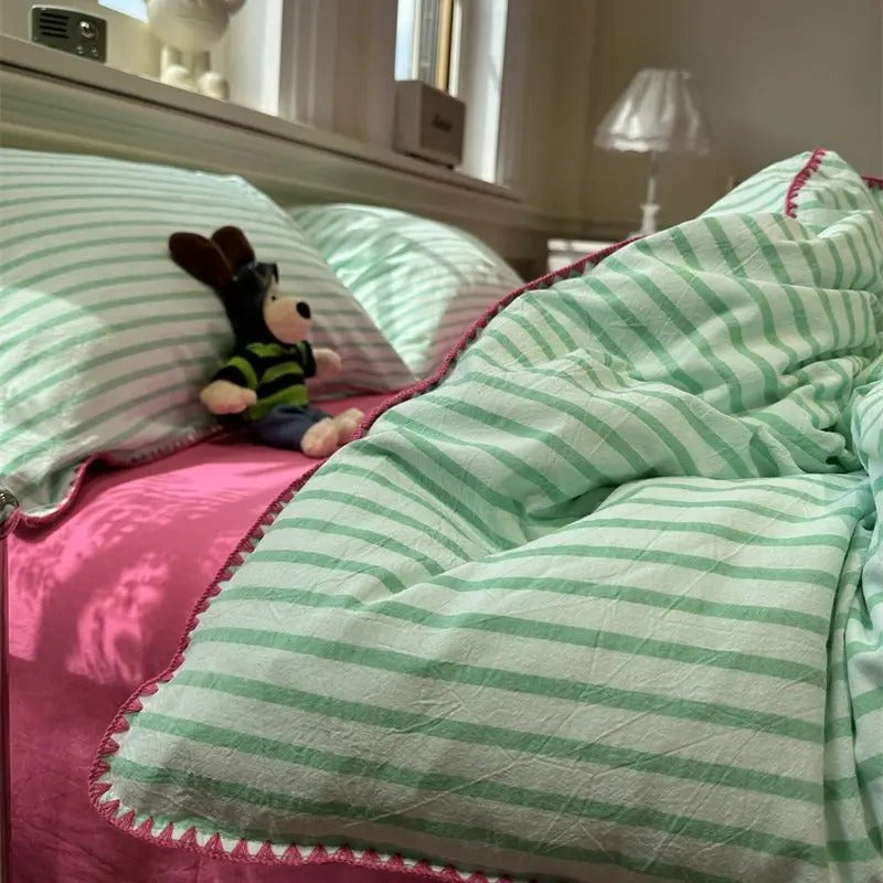 MEELANO Minimalistisk Sengetøjssæt i 100% Polyester – Blødt og Åndbart B Fladt lagen