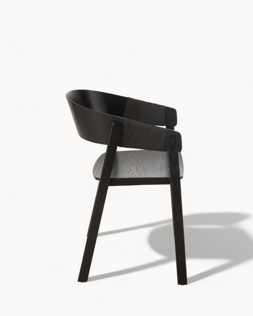 MEELANO Minimalistisk Stol i Eschenholz med Sort Seil – 52,8 cm Bredde