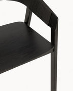 MEELANO Minimalistisk Stol i Eschenholz med Sort Seil – 52,8 cm Bredde