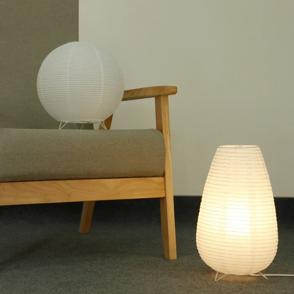 MEELANO Apansk-inspireret Miraki Paper Lantern bordlampe – hyggelig og moderne belysning til hjemmet
