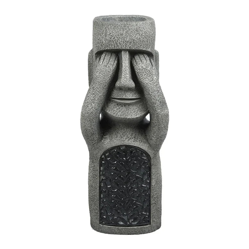 MEELANO MoaiGlow Påskeø-plantestatue med LED-lys