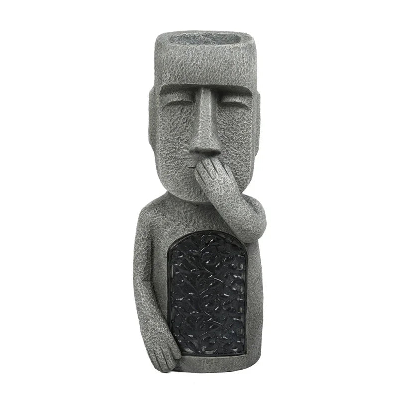 MEELANO MoaiGlow Påskeø-plantestatue med LED-lys B