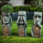 MEELANO MoaiGlow Påskeø-plantestatue med LED-lys