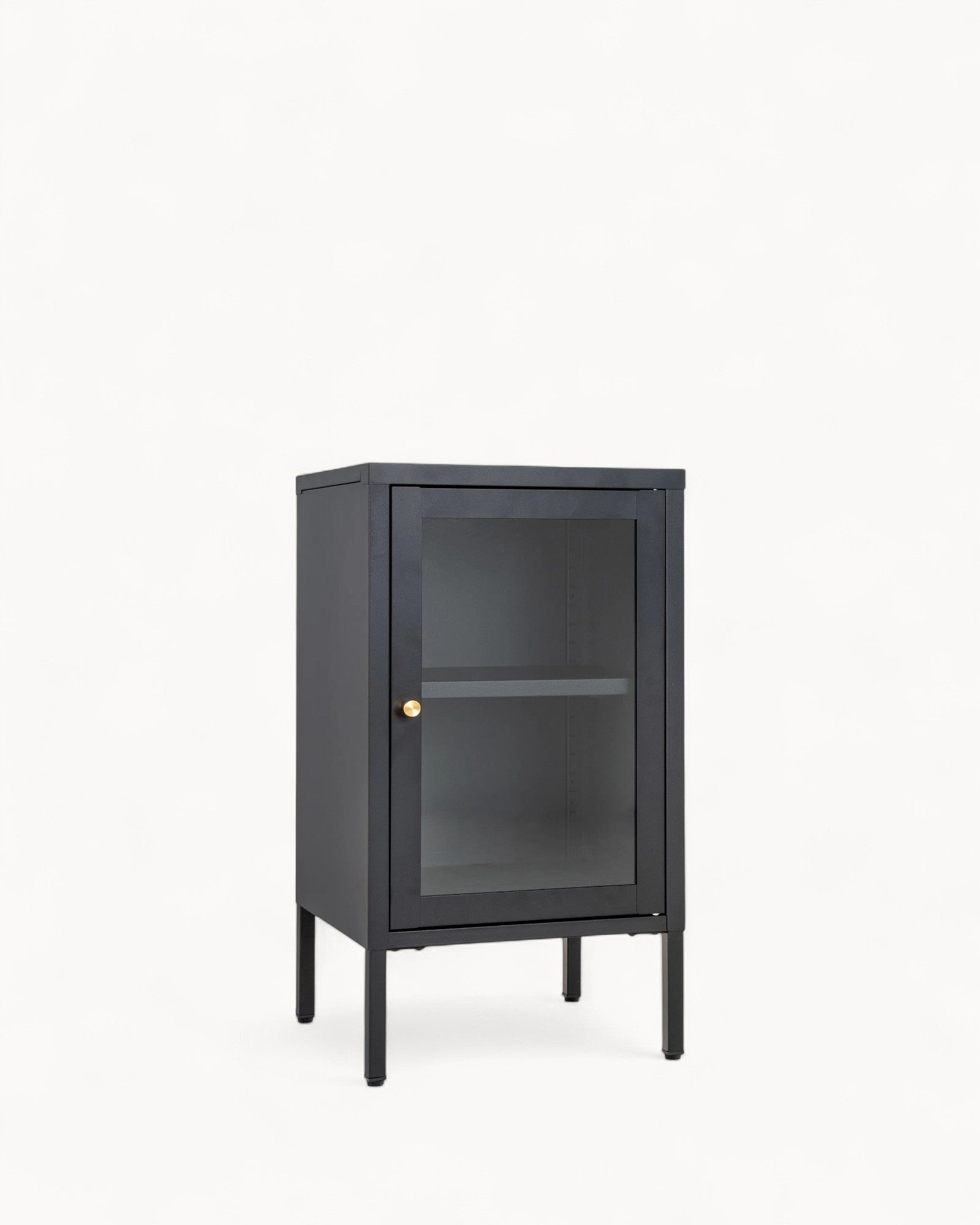 MEELANO Moderne Badeværelsesskab med Glastør – Sort Metal, 38x35x70 cm Default