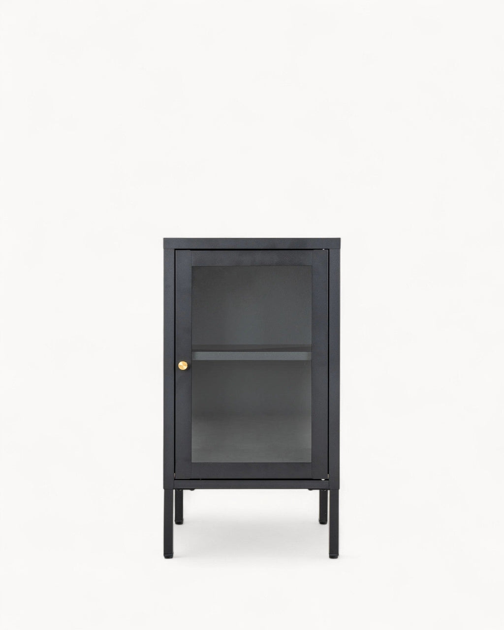 MEELANO Moderne Badeværelsesskab med Glastør – Sort Metal, 38x35x70 cm