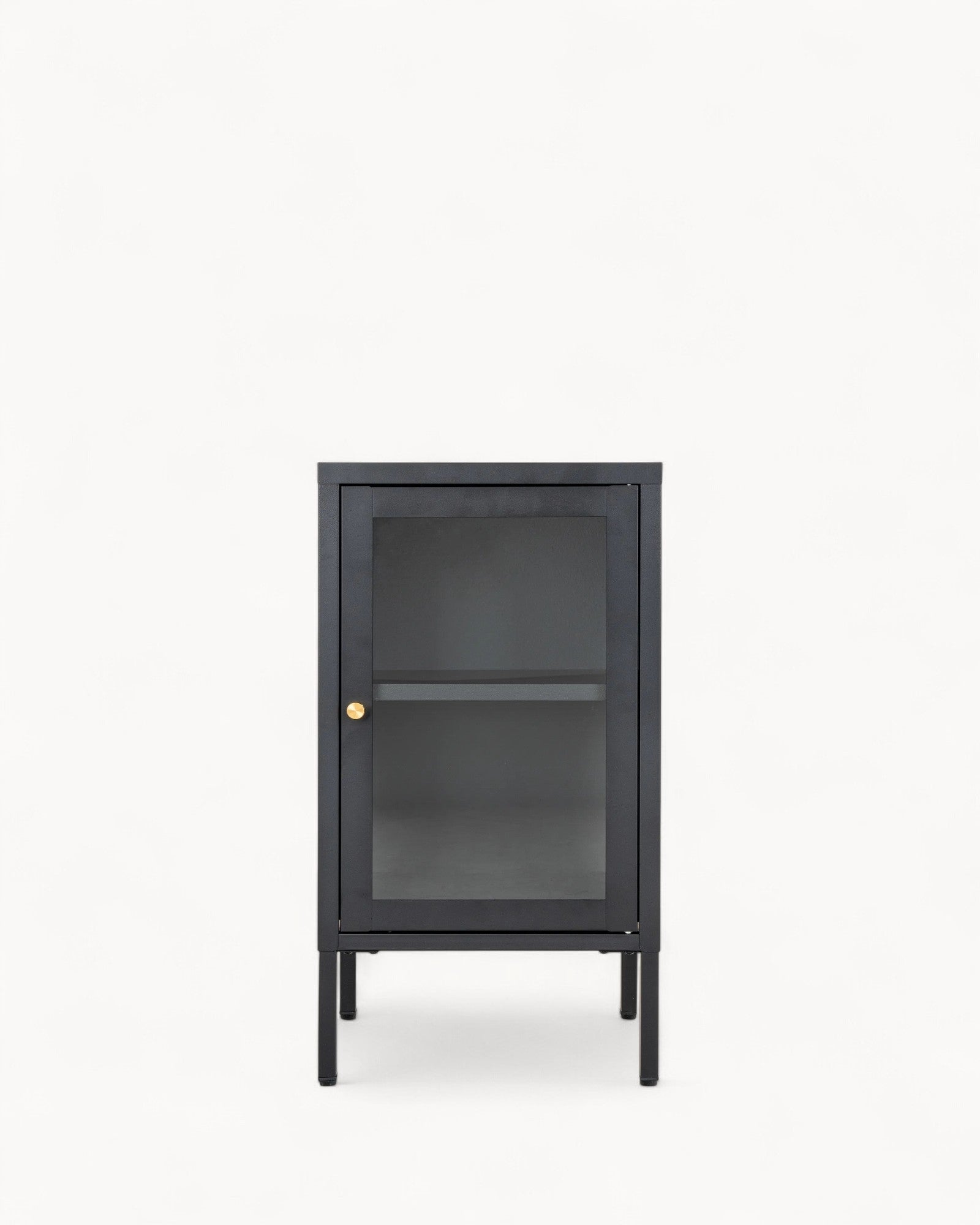 MEELANO Moderne Badeværelsesskab med Glastør – Sort Metal, 38x35x70 cm