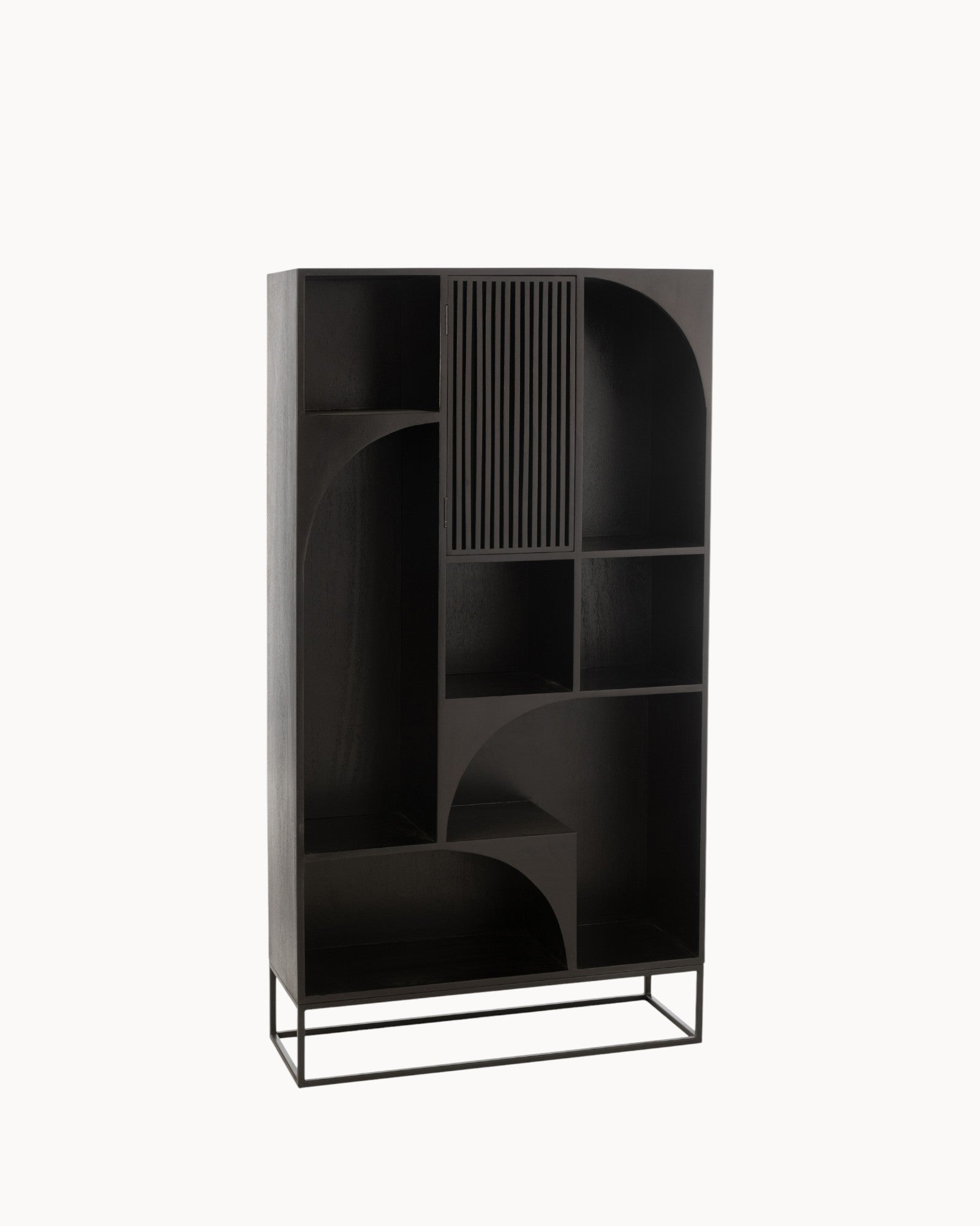 MEELANO Moderne Bogreol i Mangotræ og MDF - 168 cm Høj, Sort Finish Default