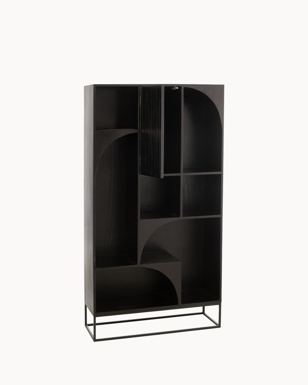 MEELANO Moderne Bogreol i Mangotræ og MDF - 168 cm Høj, Sort Finish