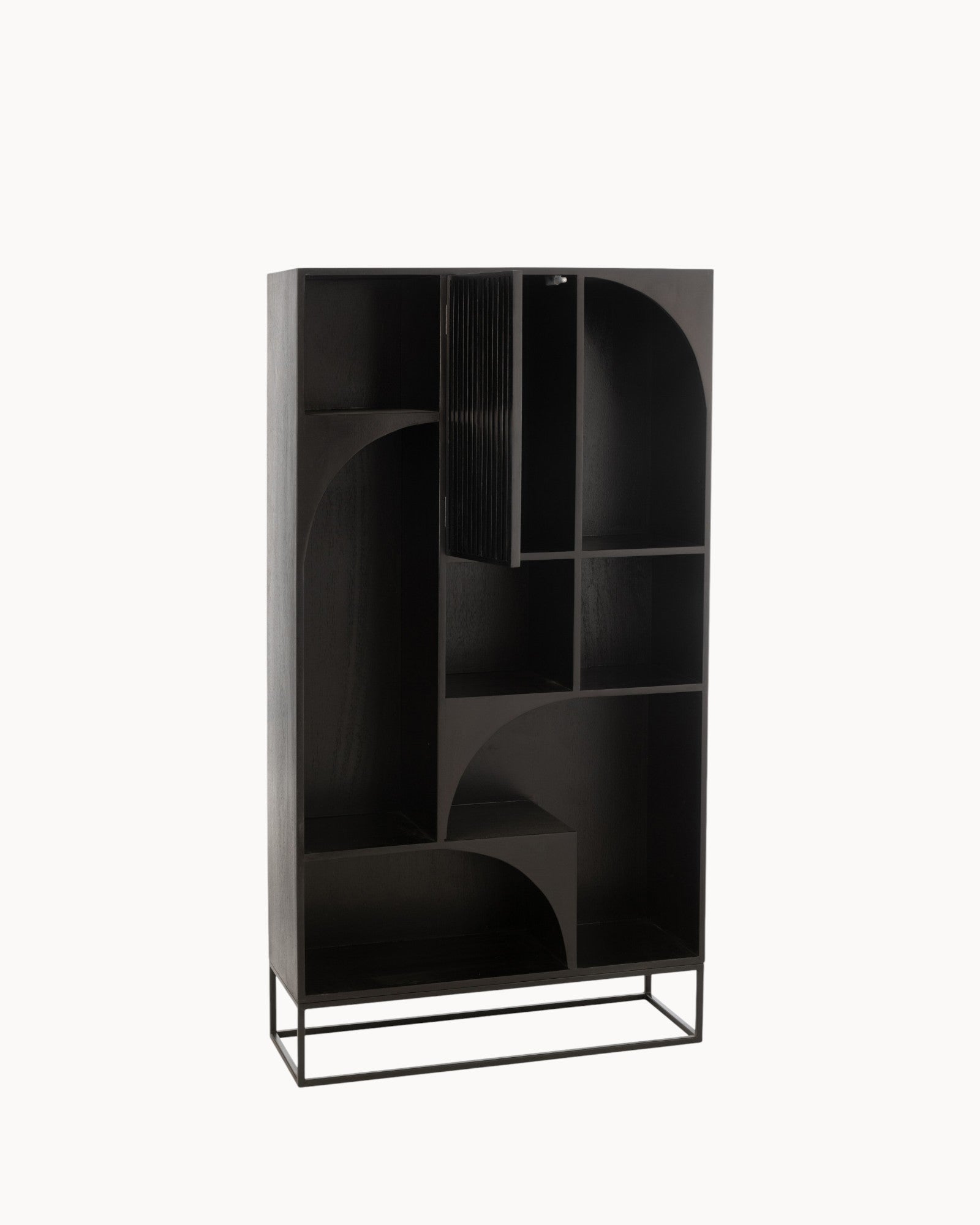 MEELANO Moderne Bogreol i Mangotræ og MDF - 168 cm Høj, Sort Finish