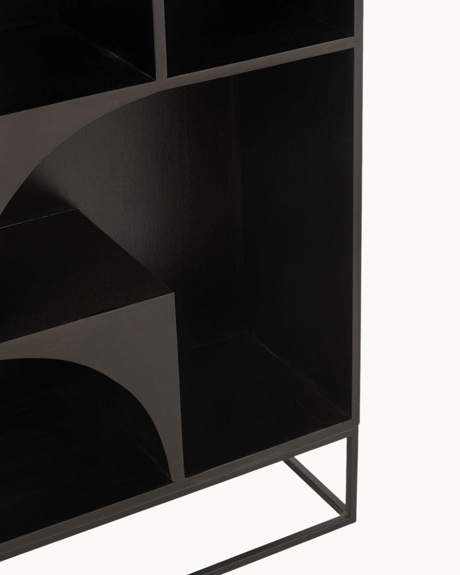 MEELANO Moderne Bogreol i Mangotræ og MDF - 168 cm Høj, Sort Finish